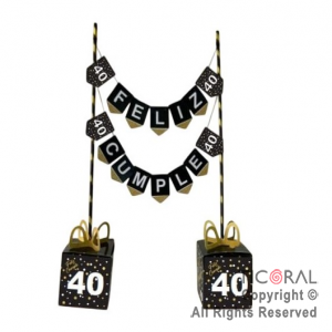 SET BANDERINES F/C DECORACION MESA 40 AOS X 1